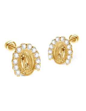 Broqueles Stellina de oro 14 k con acabado brillante zirconia