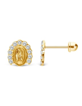 Broqueles Stellina de oro 14 k con acabado brillante zirconia