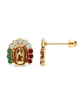 Broqueles de herradura Stellina de oro 14 K con acabado brillante zirconia