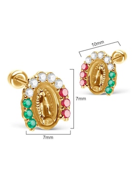 Broqueles de herradura Stellina de oro 14 K con acabado brillante zirconia