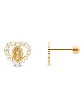Broqueles de corazón Stellina de oro 14 k con acabado pavé zirconia