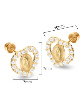 Broqueles de corazón Stellina de oro 14 k con acabado pavé zirconia