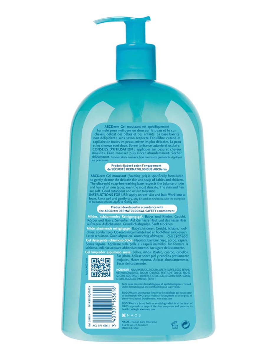 Gel corporal Limpiador ABCDerm Moussant 2