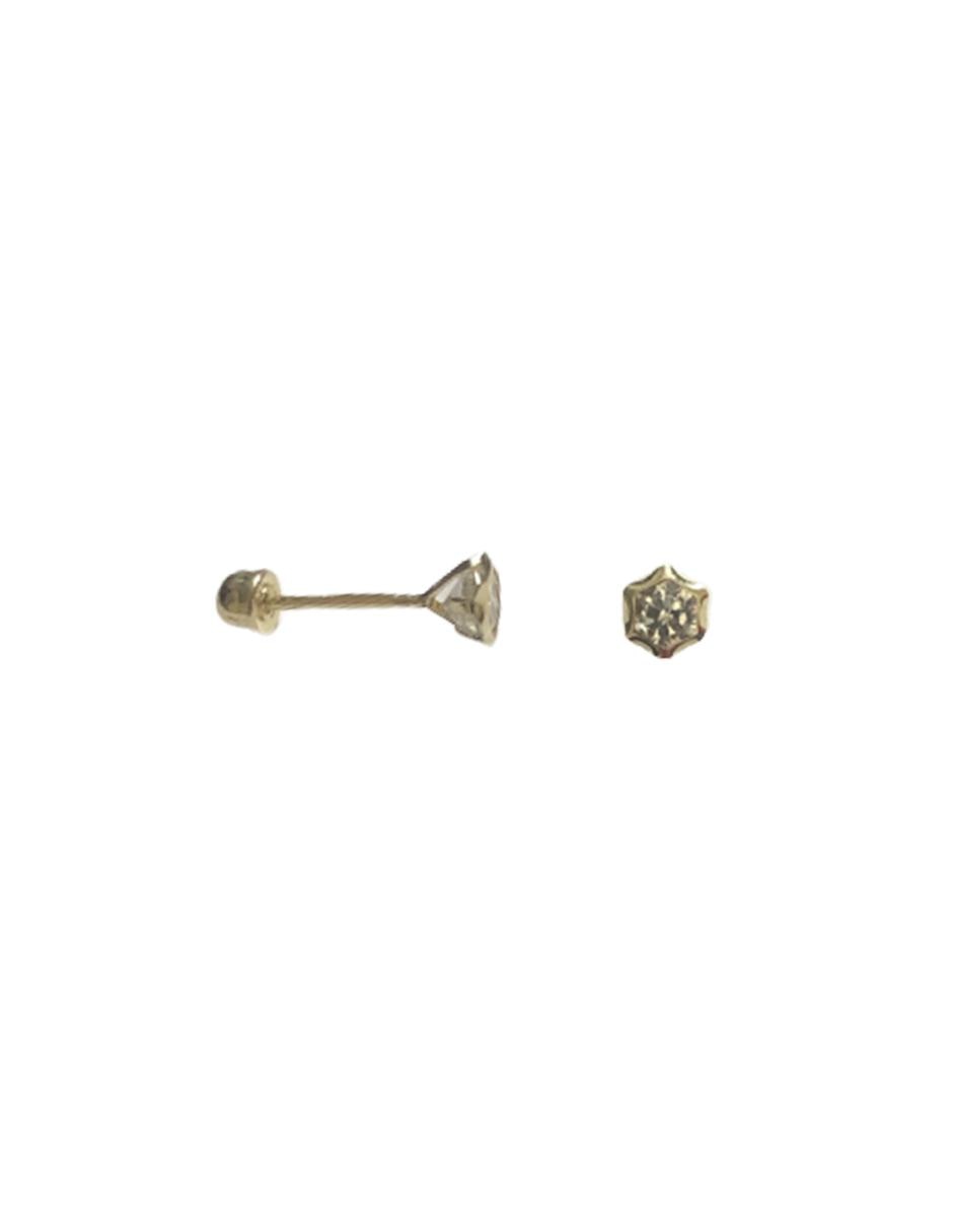 Broqueles de oro amarillo 10 k zirconia