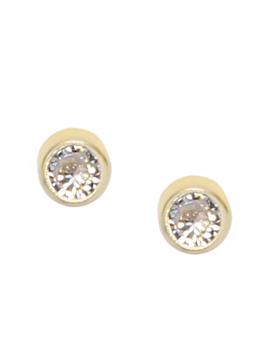 Broqueles de oro con acabado brillante zirconia