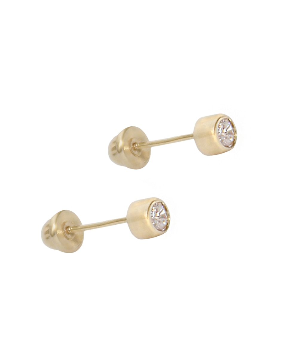 Broqueles de oro con acabado brillante zirconia 2