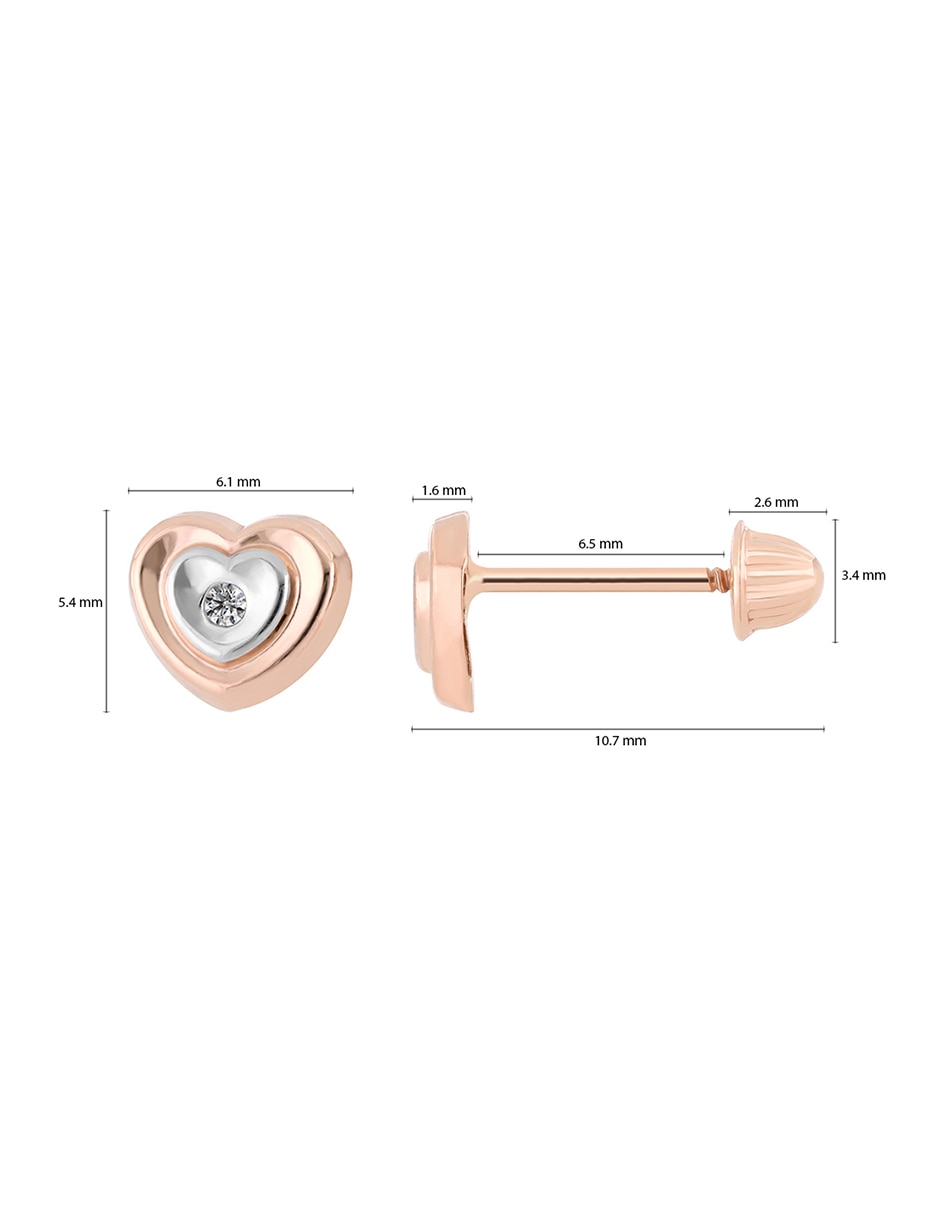 Broqueles de corazón con acabado brillante diamante 2