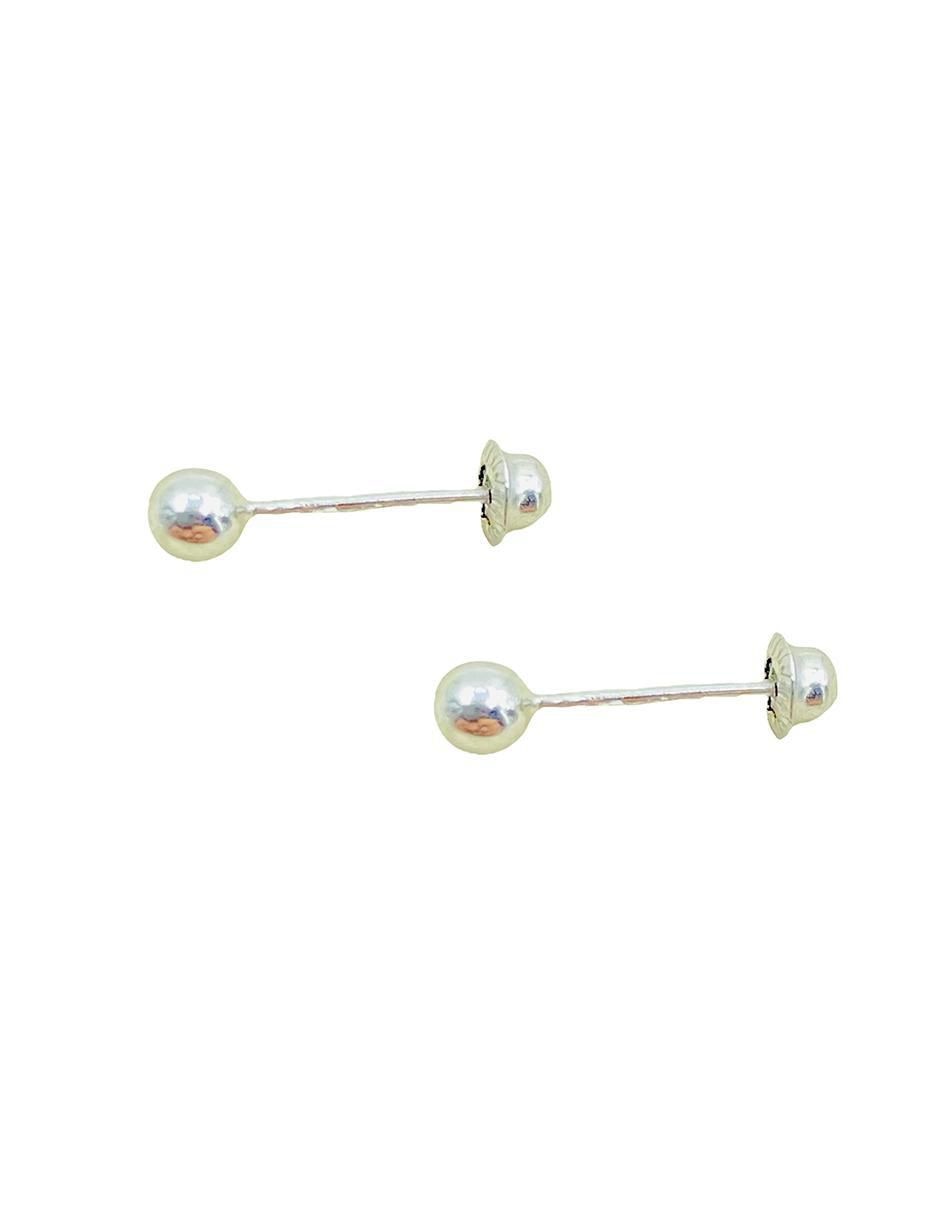 Broqueles de esfera de oro blanco con acabado brillante Broqueles de esfera de oro blanco con acabado brillante