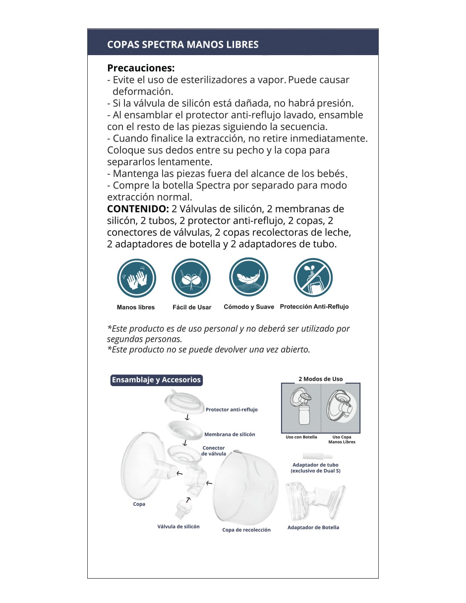 Copas Manos Libres para Extractores de Leche Eléctricos HandsFree Cups 6