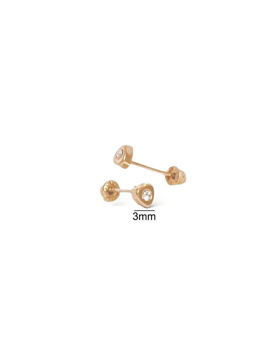 Broqueles de corazón de oro amarillo con acabado brillante zirconia 3