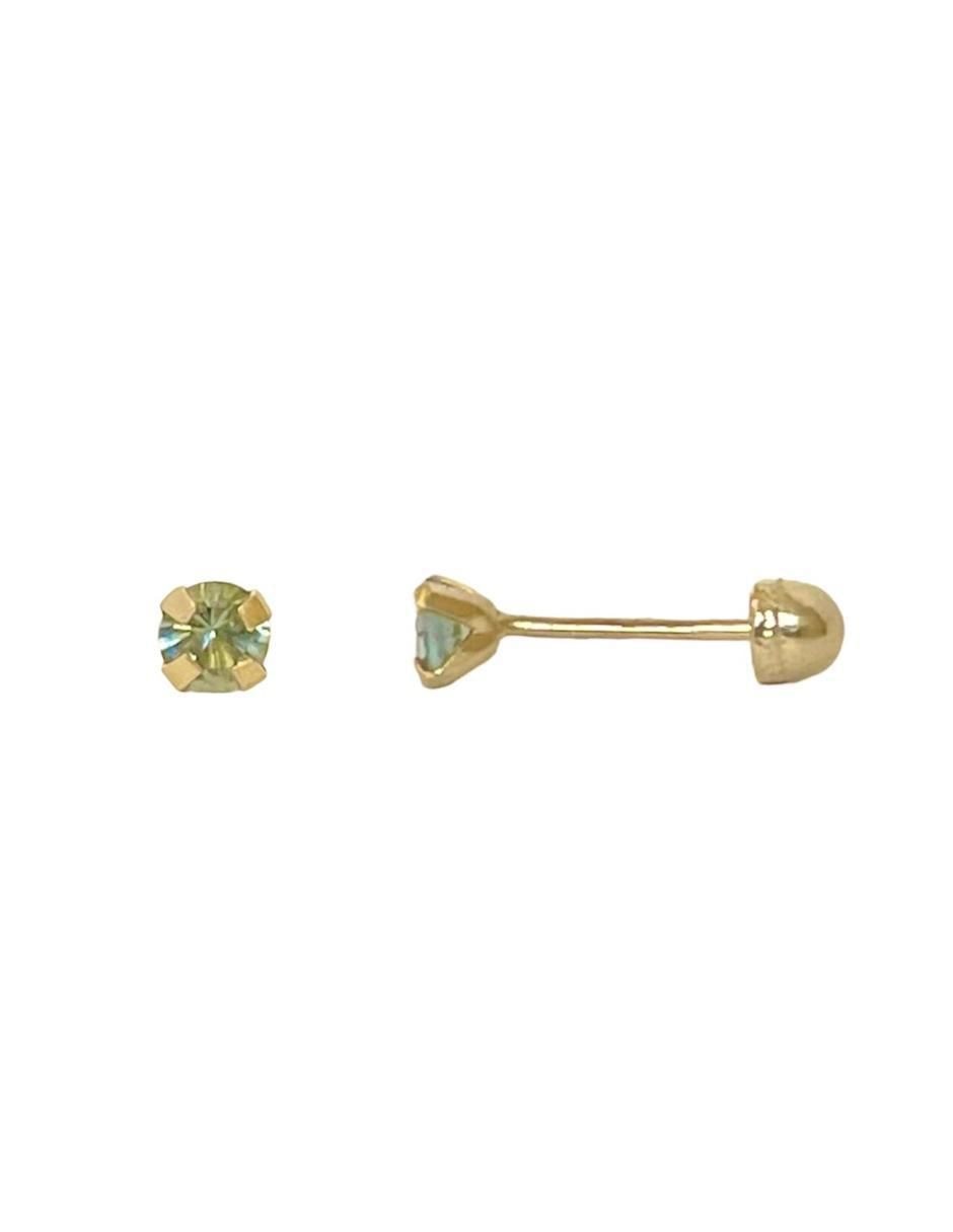 Broqueles redondos de oro con acabado brillante zirconia 2