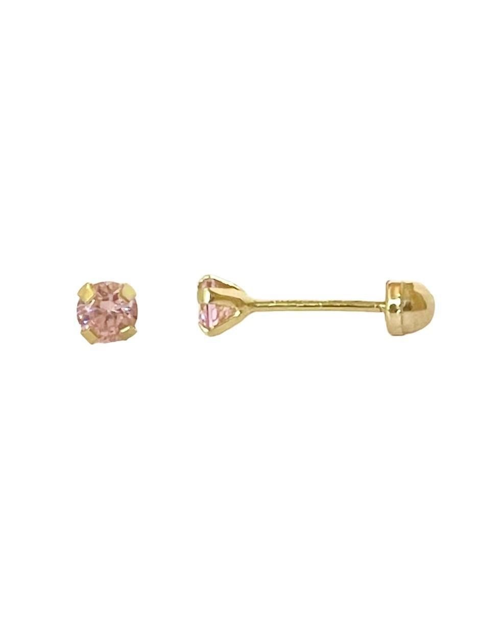 Broqueles redondos de oro con acabado brillante zirconia 2