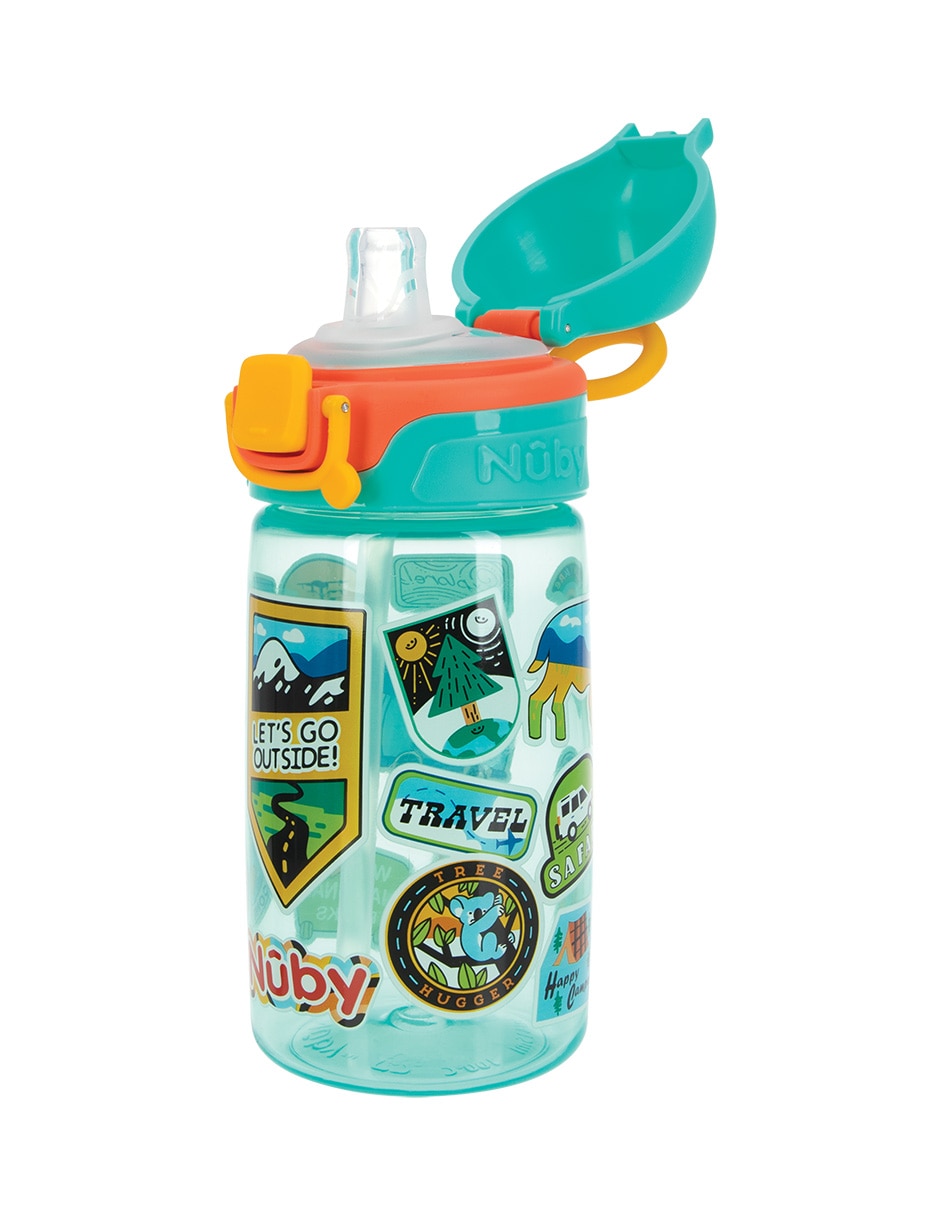  Nuby Thirsty Kids - Botella de agua con boquilla suave para  niños, con banda de fácil agarre, cactus verde, 12 onzas : Bebés