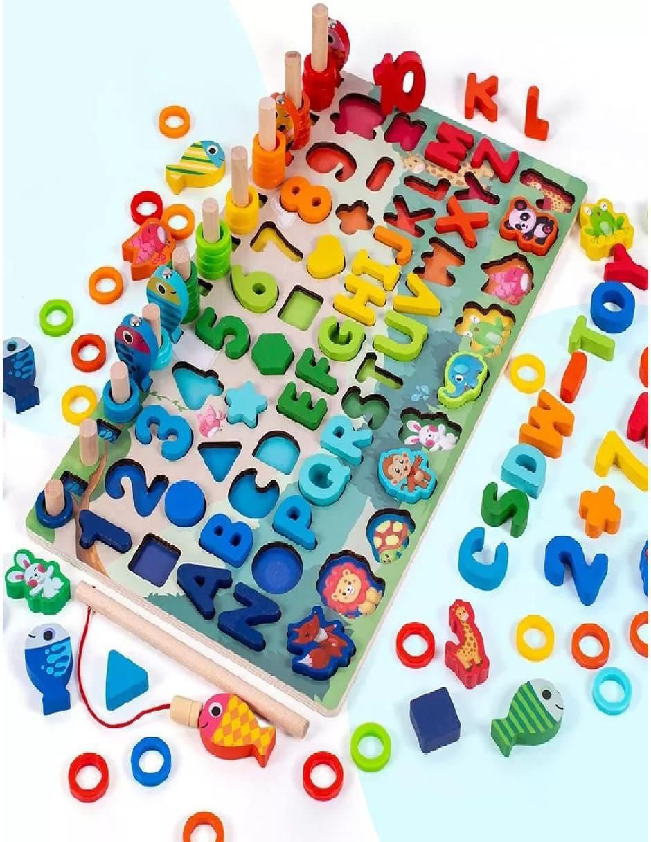 Tablero Juego Educativo Montessori Pesca Letra Número Animal juego didáctico infantil unisex 3