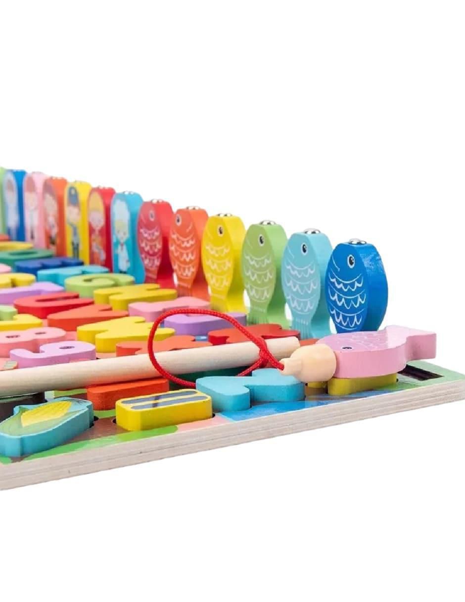 Tablero Juego Educativo Montessori Pesca Letra Número Animal juego didáctico infantil unisex 3