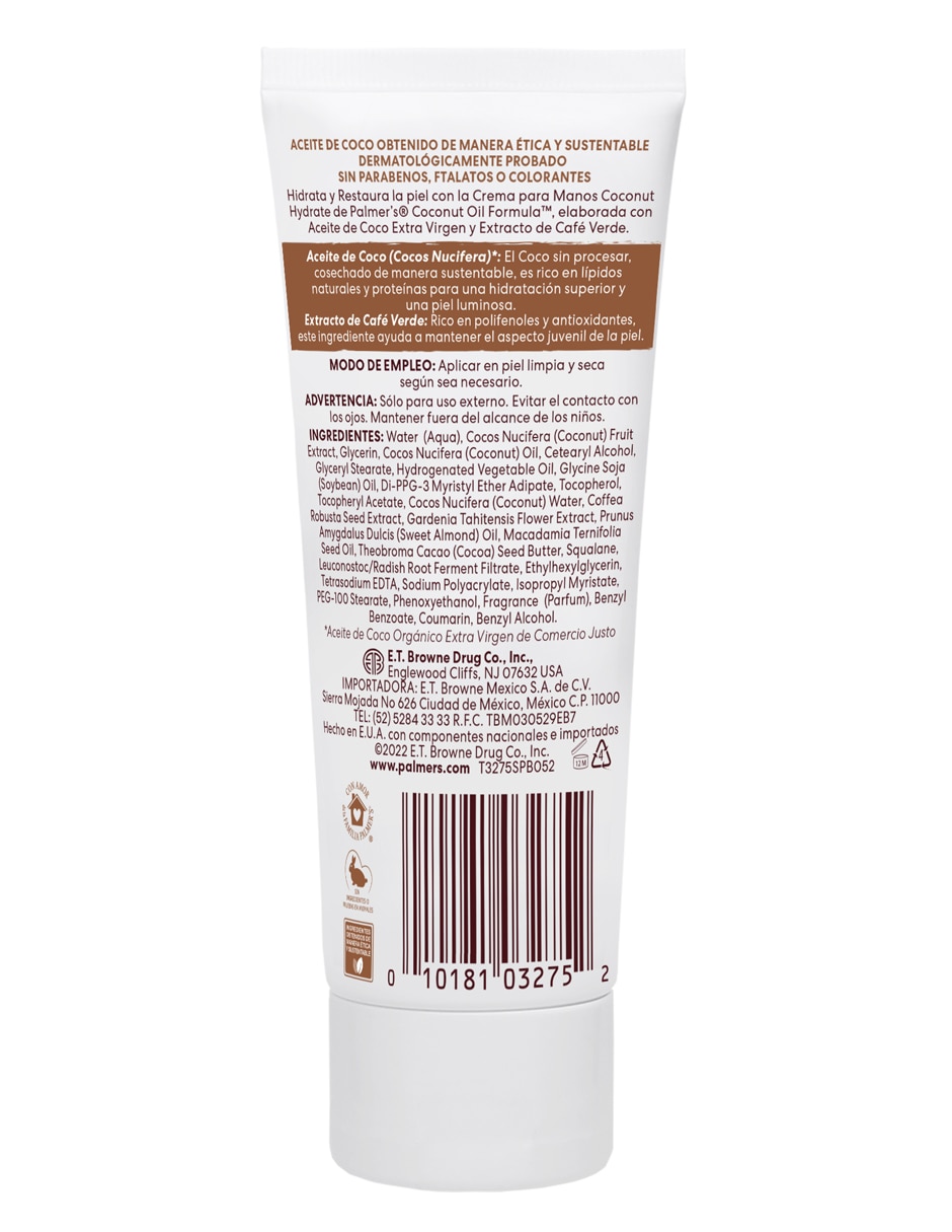 Crema para manos recomendada para hidratar día y noche Coconut Oil Formula para todo tipo piel 2