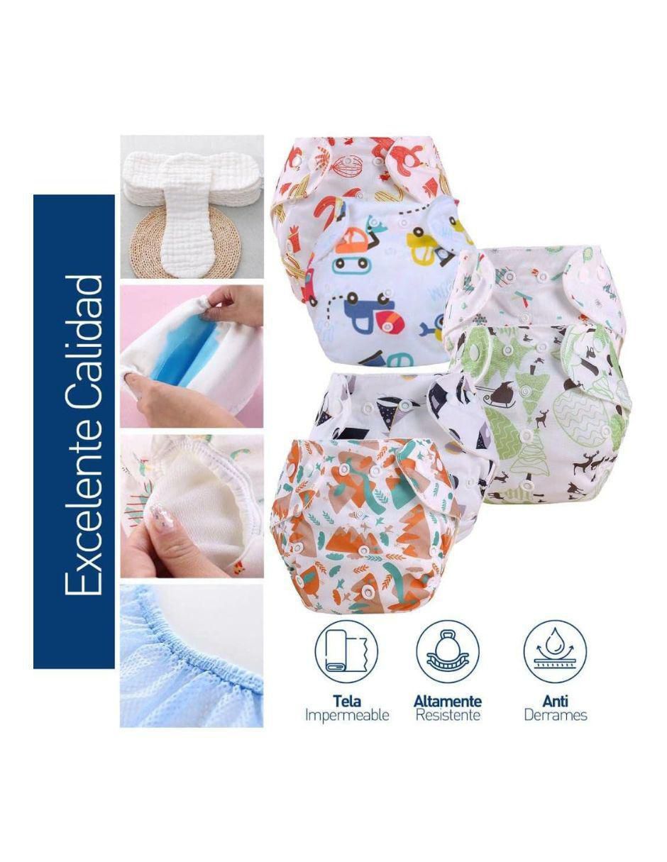 Pañal ecológico de tela etapa 1 bebé unisex con 6 piezas 4