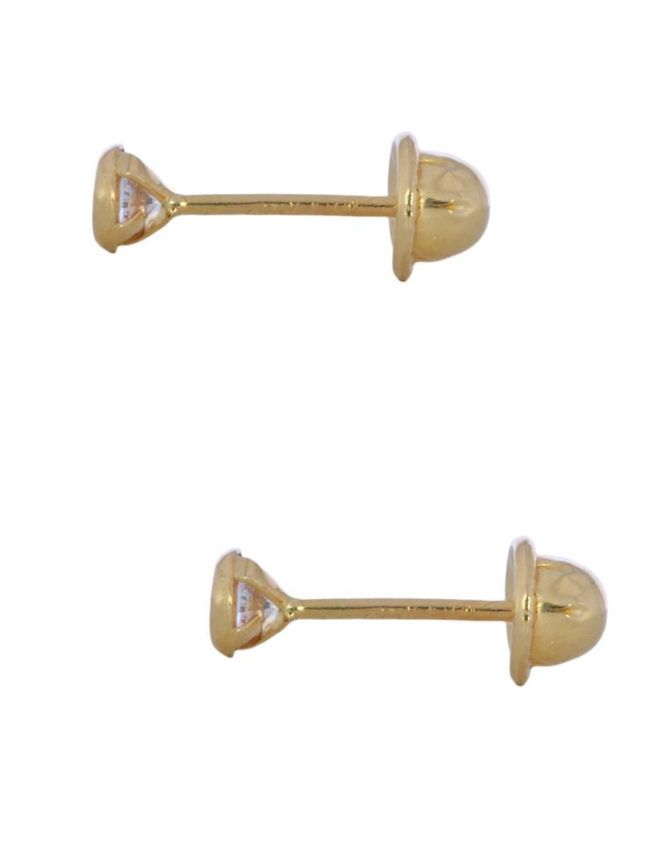 Broqueles circulares de oro 14 K con acabado brillante zirconia 2