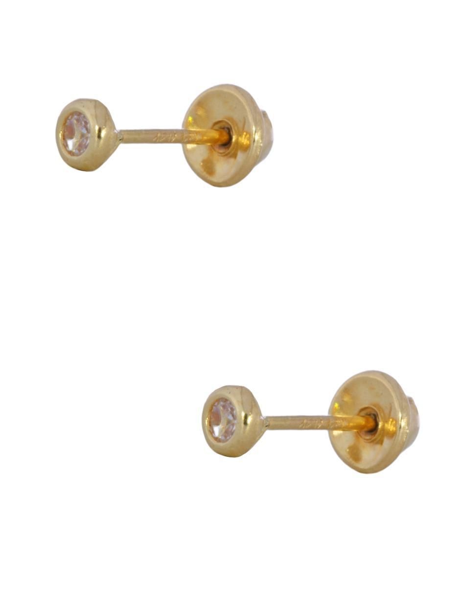 Broqueles circulares de oro 14 K con acabado brillante zirconia 3