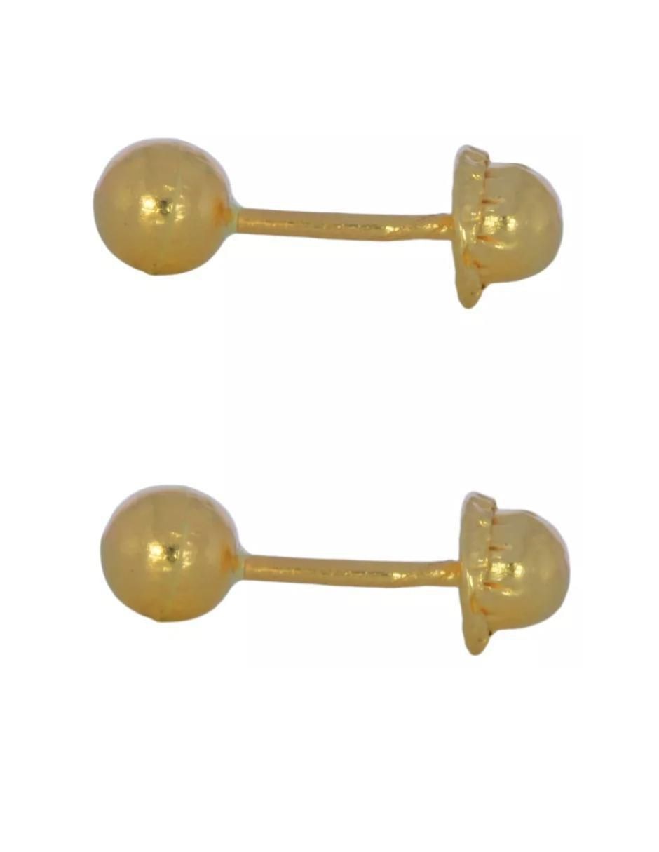 Broqueles de esfera de oro 14 K con acabado brillante 3