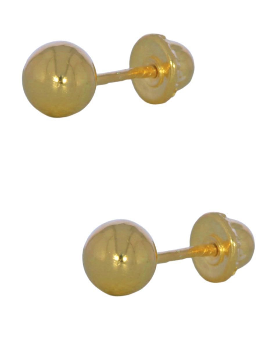 Broqueles de esfera de oro 14 K con acabado brillante 2
