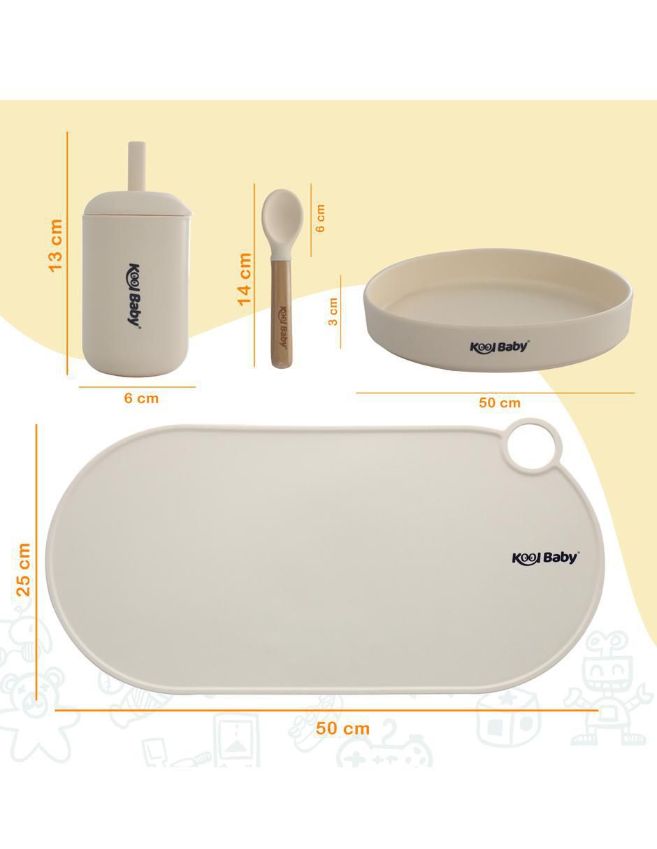 Set alimentación kool baby sin familia o colección sin licencia silicón 5 "piezas"