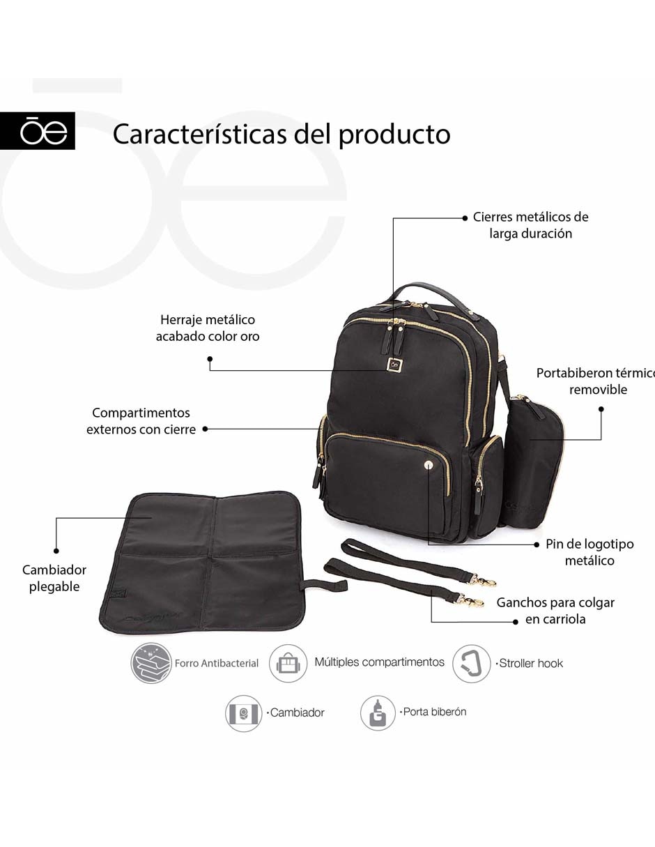 BACKPACK PAÑALERA CLOE 4BLM CLO, NEGROX