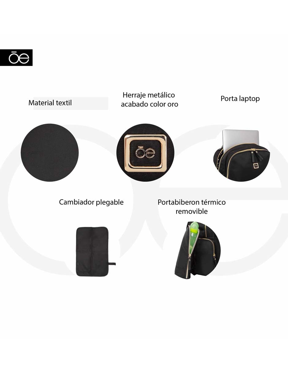 BACKPACK PAÑALERA CLOE 4BLM CLO, NEGROX