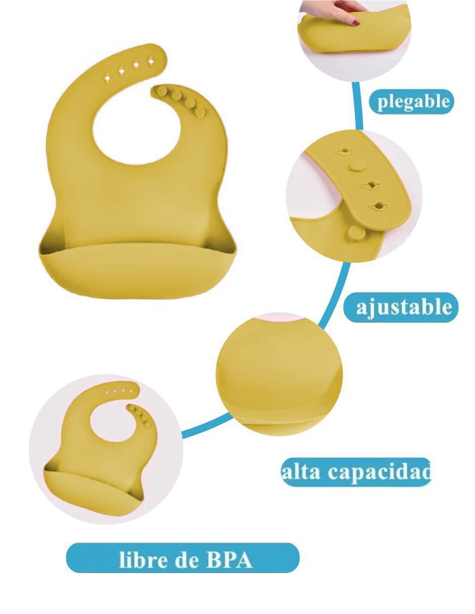 Set alimentación happy life vajilla para bebe lisa "de" silicón 5 "piezas"