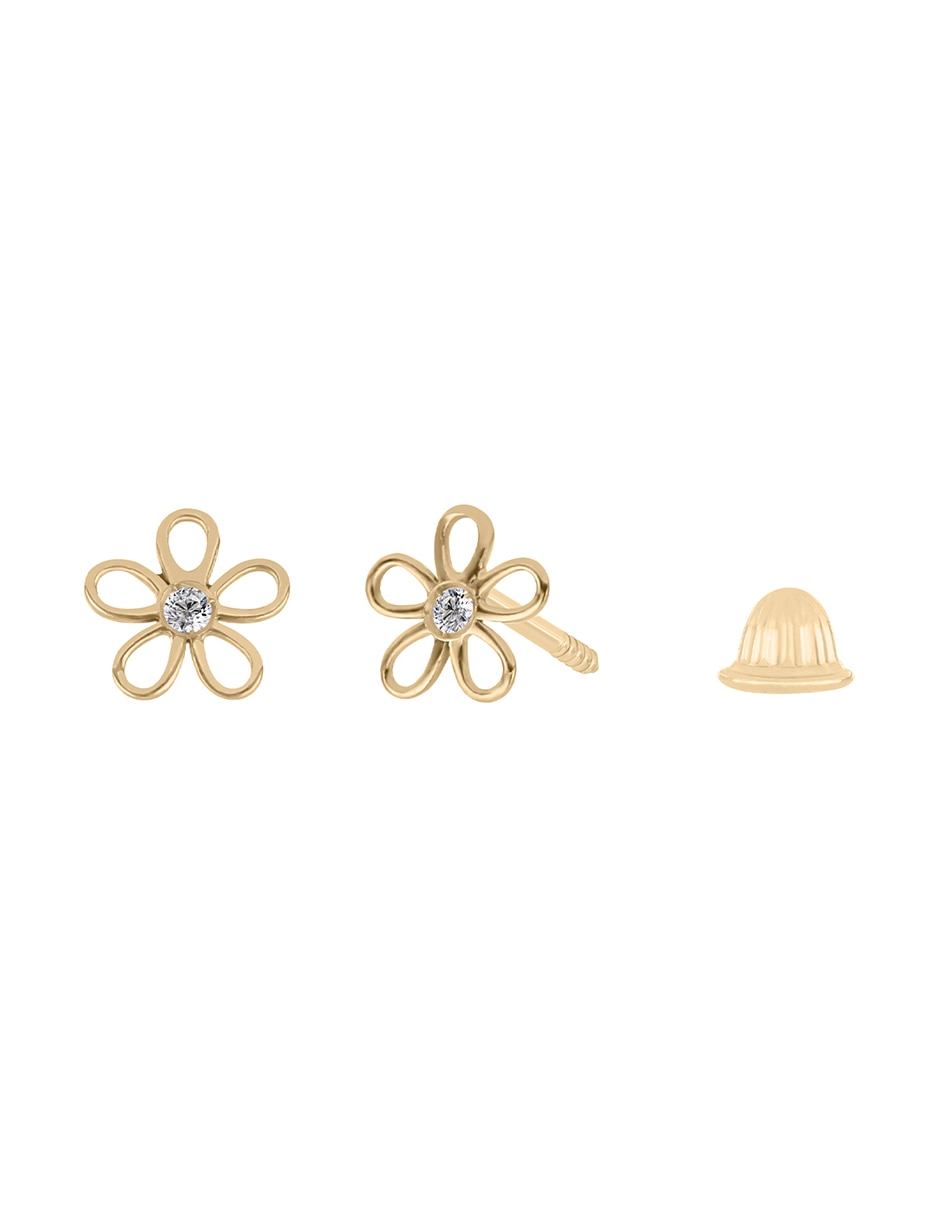 Broqueles de flor Liverpool Mi Primer Diamante de oro amarillo con acabado brillante diamante Broqueles de flor Liverpool Mi Primer Diamante de oro amarillo con acabado brillante diamante