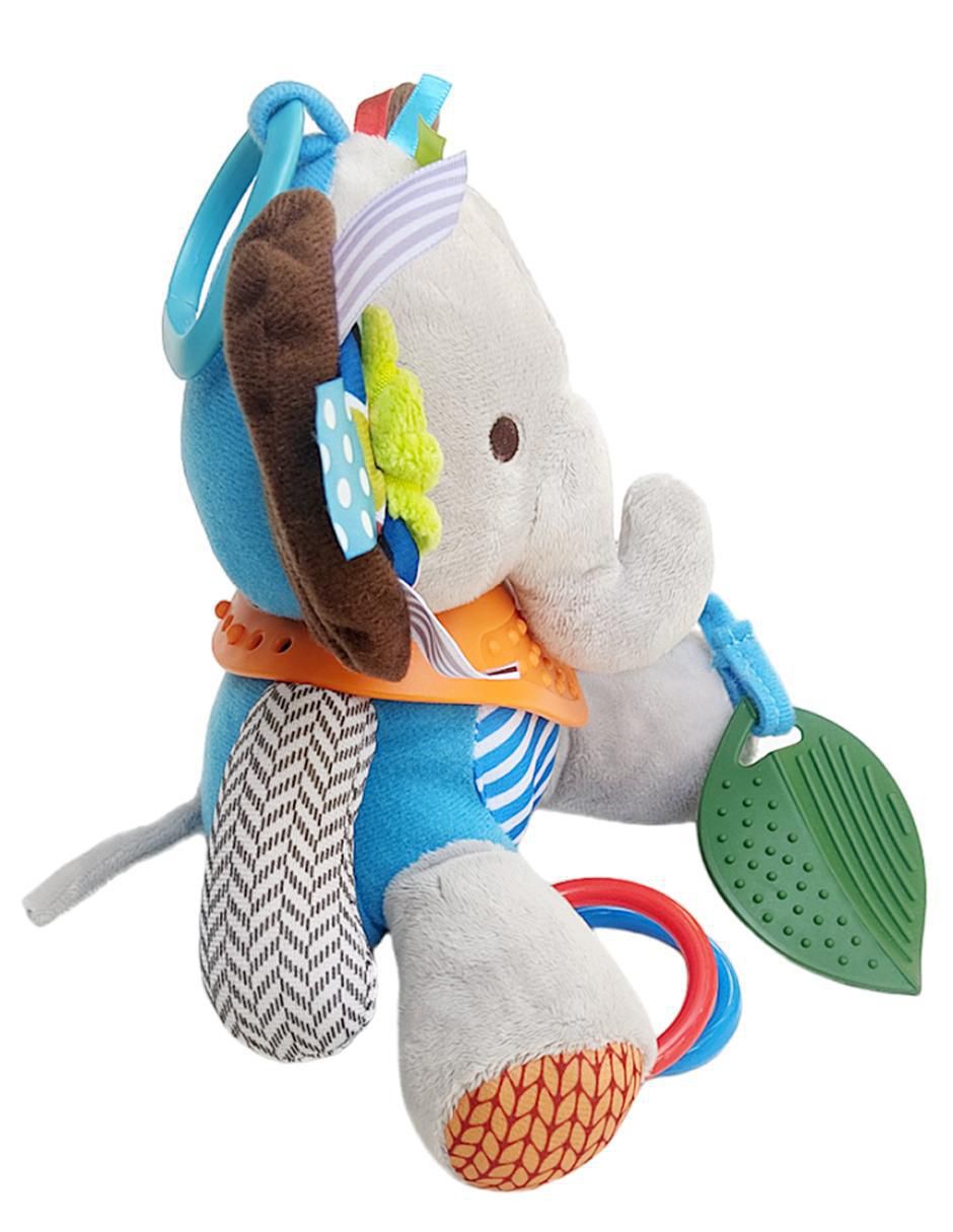 Juguete portátil Elefante didáctico con colgante, mordedera y sonaja 5