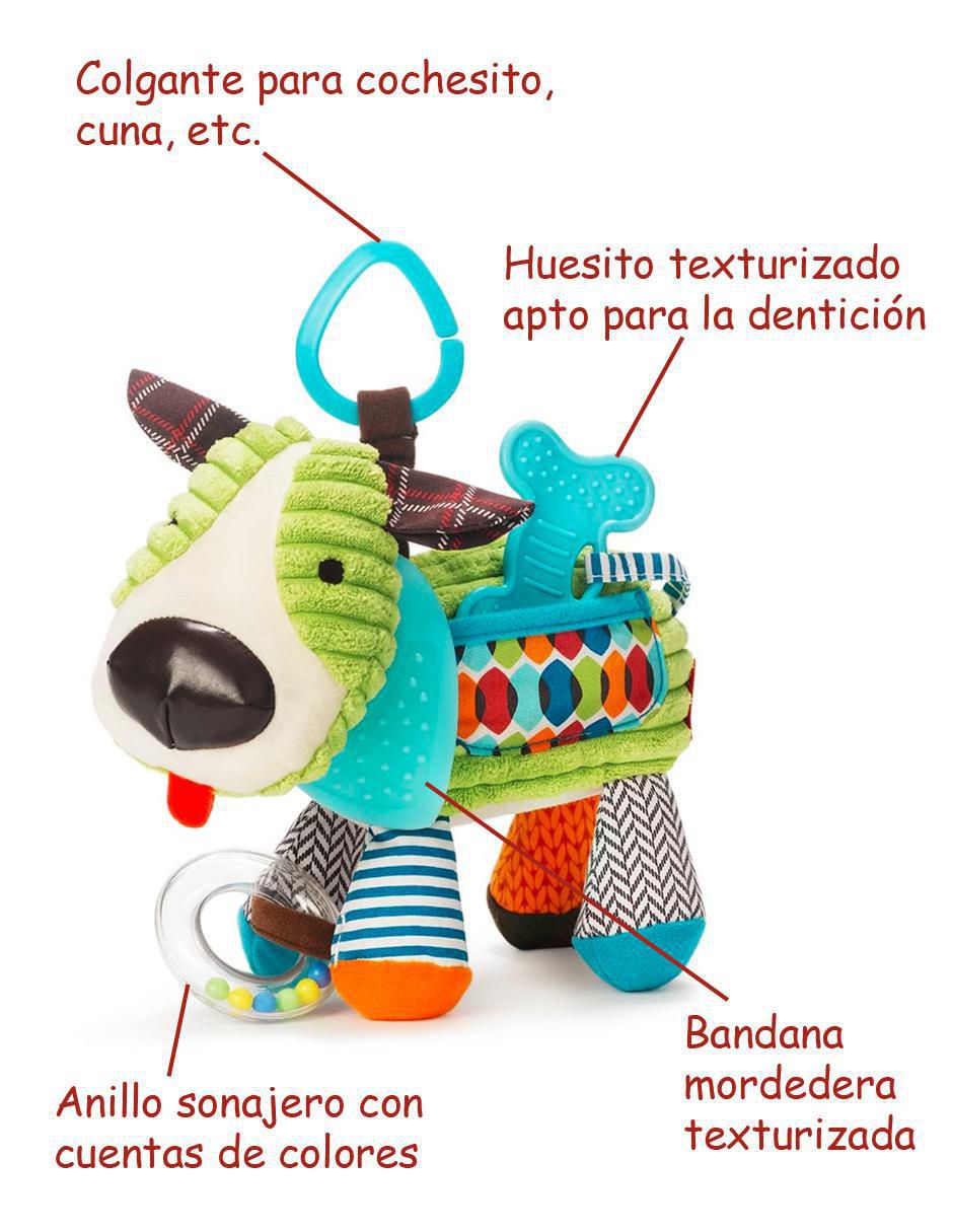 Juguete portátil Perrito didáctico con colgante, mordedera y sonaja 2
