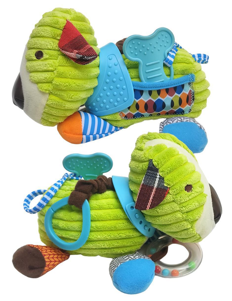 Juguete portátil Perrito didáctico con colgante, mordedera y sonaja 4