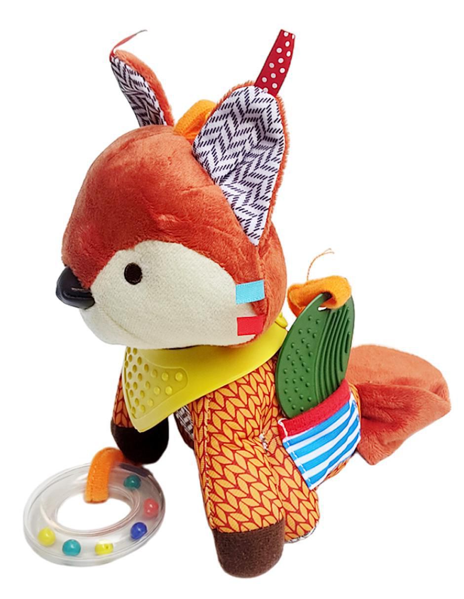 Juguete portátil Zorrito didáctico con colgante, mordedera y sonaja 3
