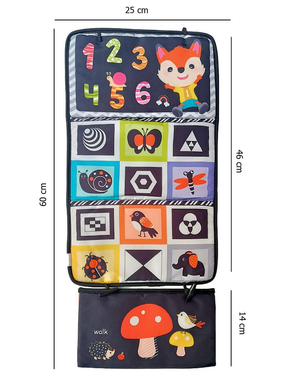 Juguete portátil Tapete con Espejo, Mordedera y Libro Montessori 7
