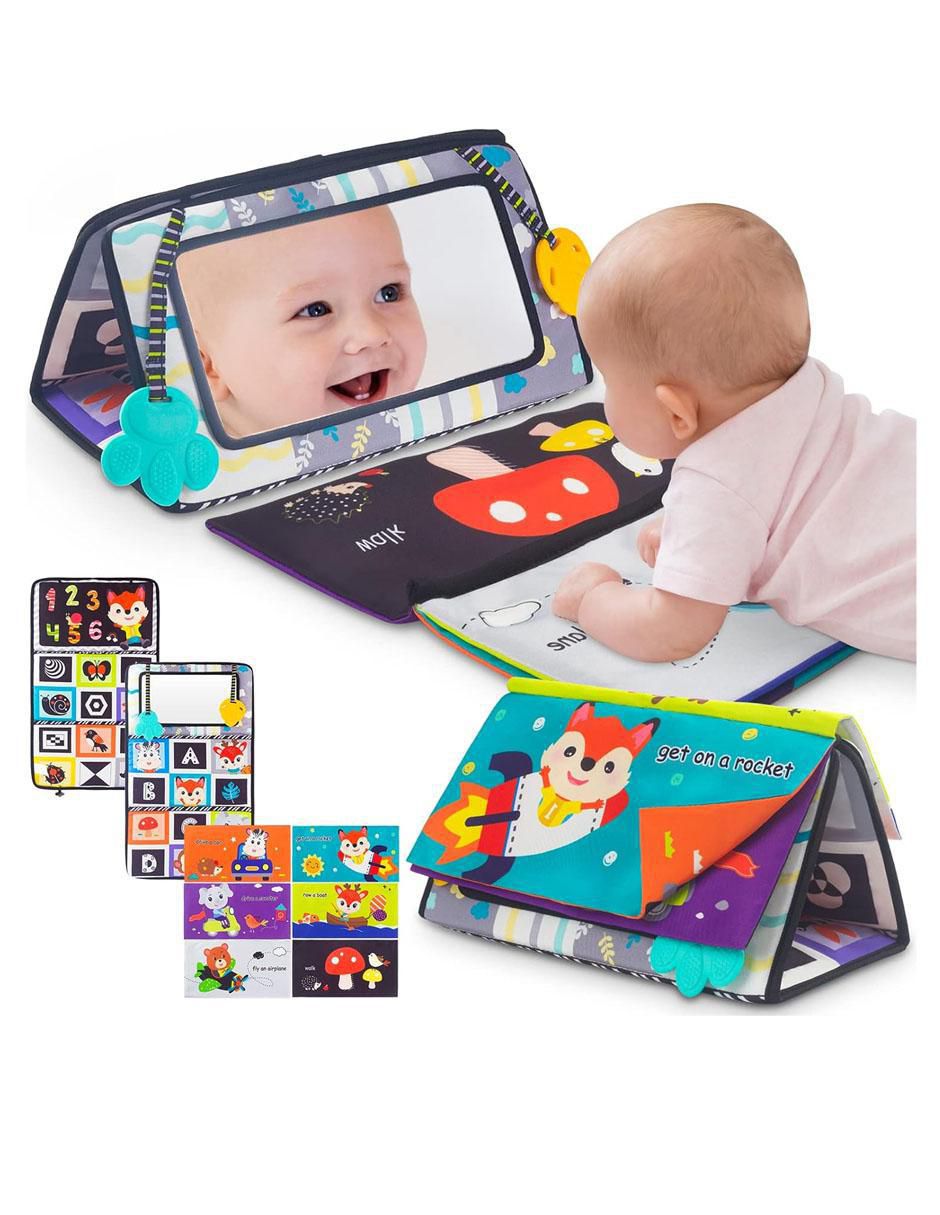 Juguete portátil Tapete con Espejo, Mordedera y Libro Montessori 6