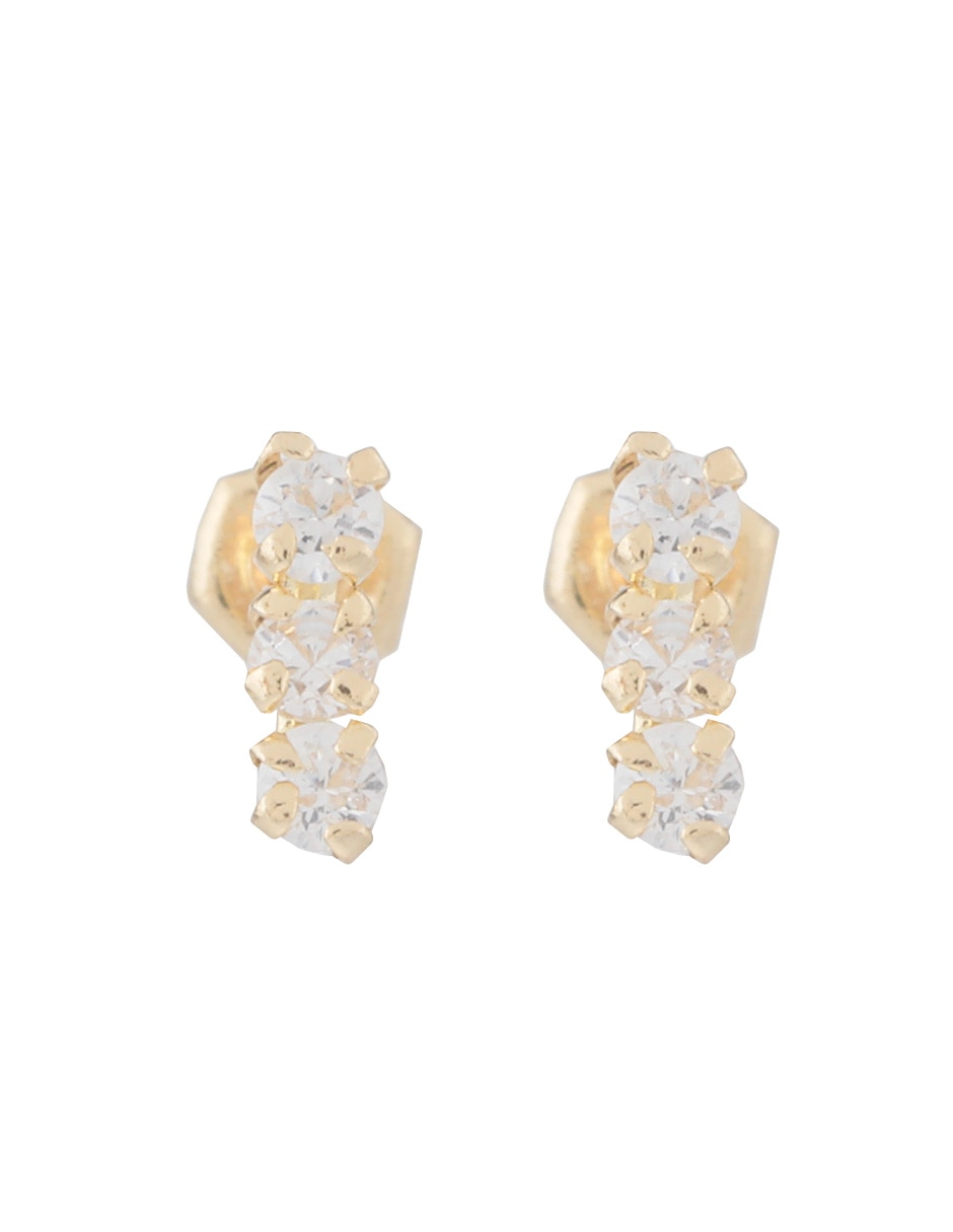 Broqueles de barra de oro amarillo zirconia