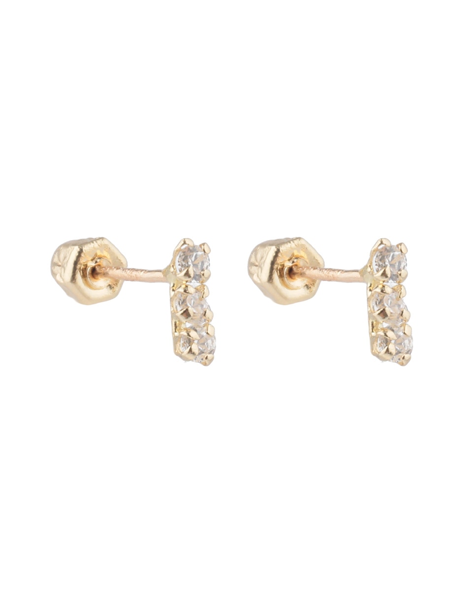 Broqueles de barra de oro amarillo zirconia 2