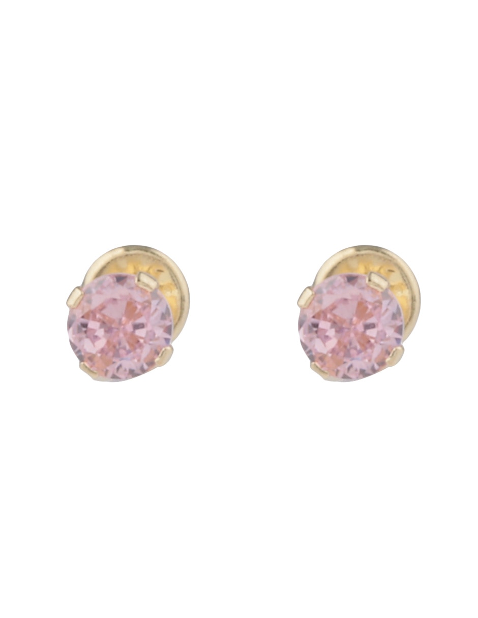 Broqueles circulares de oro con acabado brillante zirconia