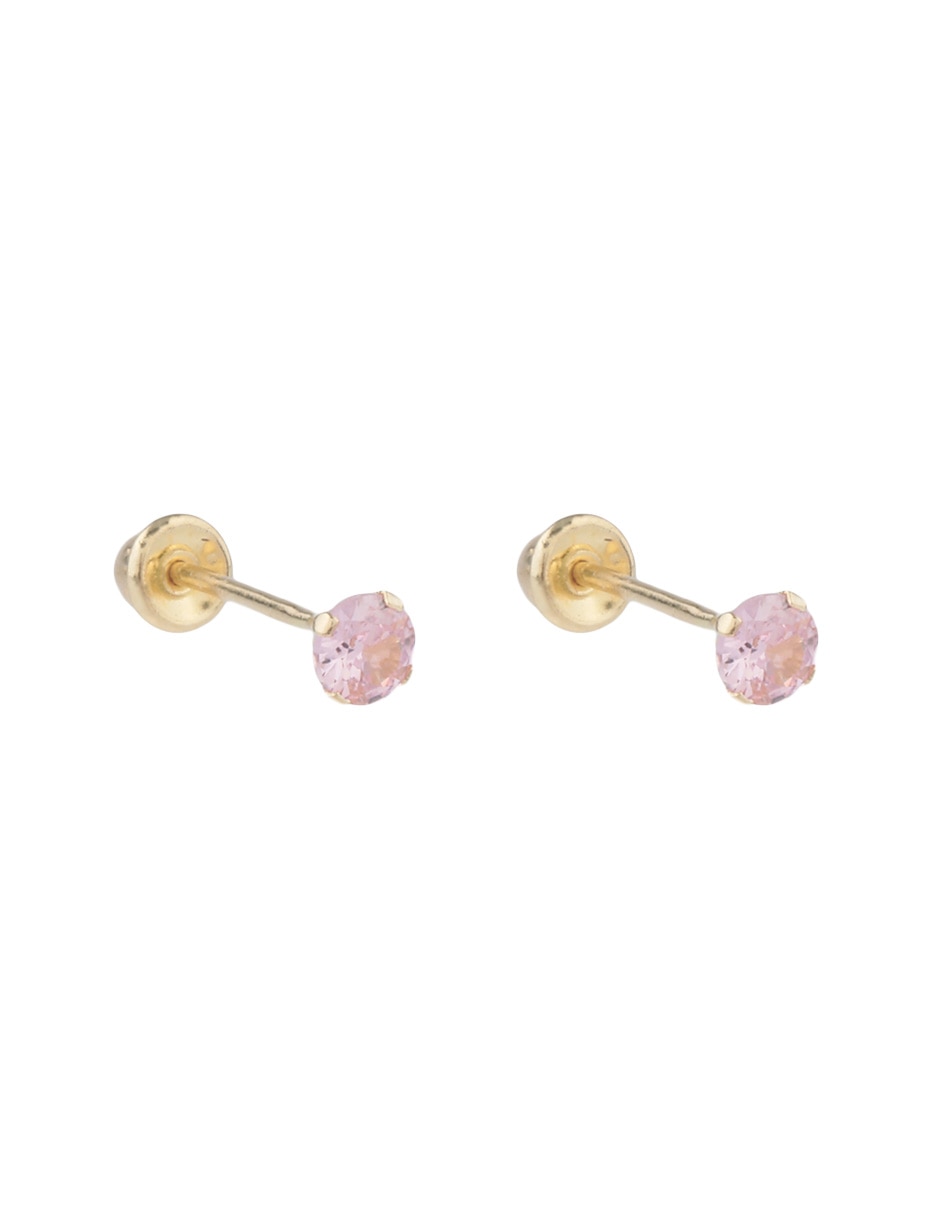 Broqueles circulares de oro con acabado brillante zirconia 2