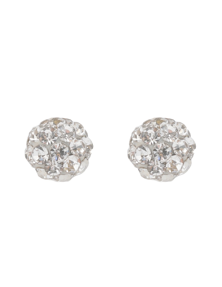 Broqueles redondos de oro 14 K con acabado brillante zirconia Broqueles redondos de oro 14 K con acabado brillante zirconia