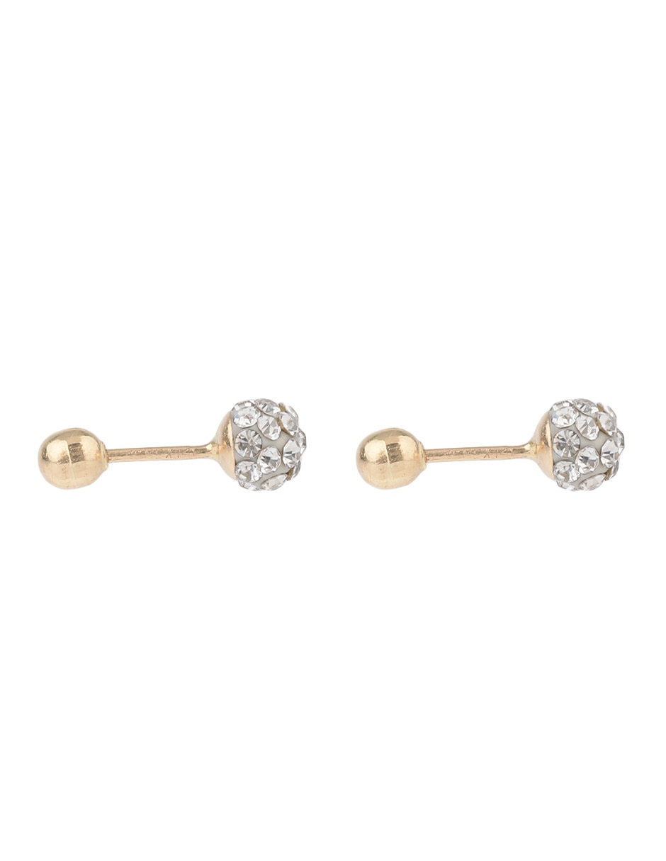 Broqueles redondos de oro 14 K con acabado brillante zirconia 5