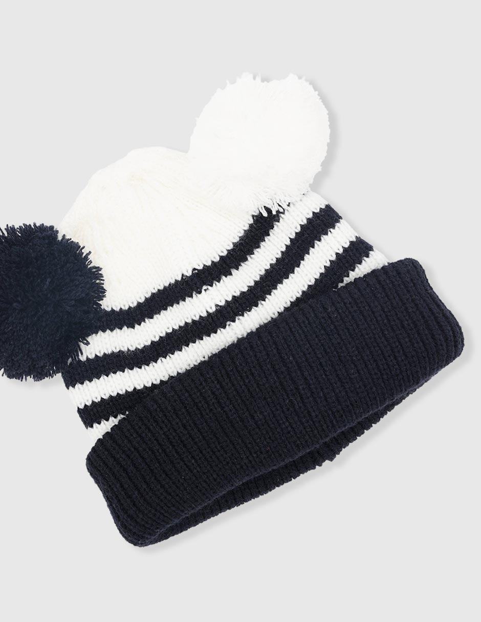 Set gorro, guantes y bufanda estampado a rayas con borla de bebé niño 3