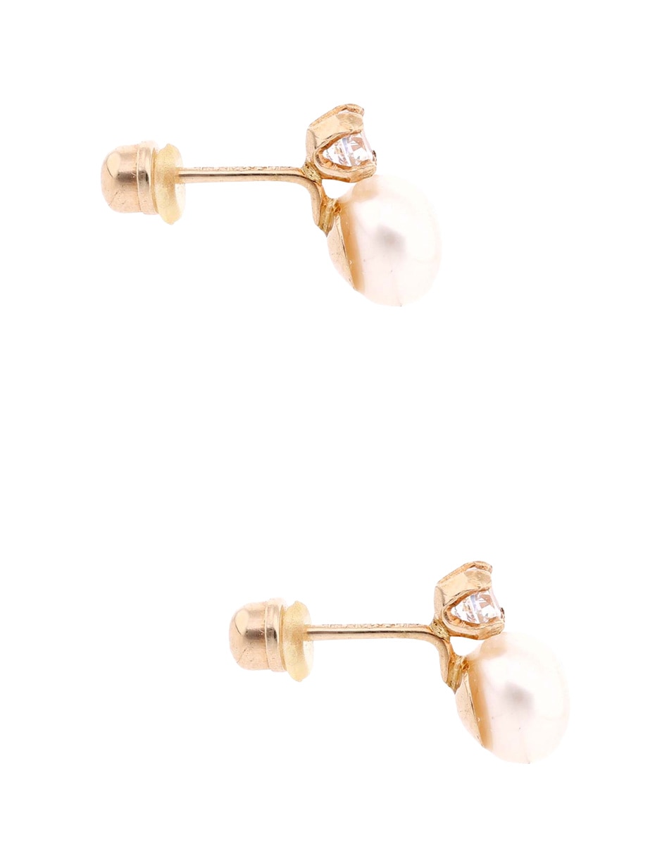 Broqueles circulares de oro amarillo 14 K con acabado brillante perla 3