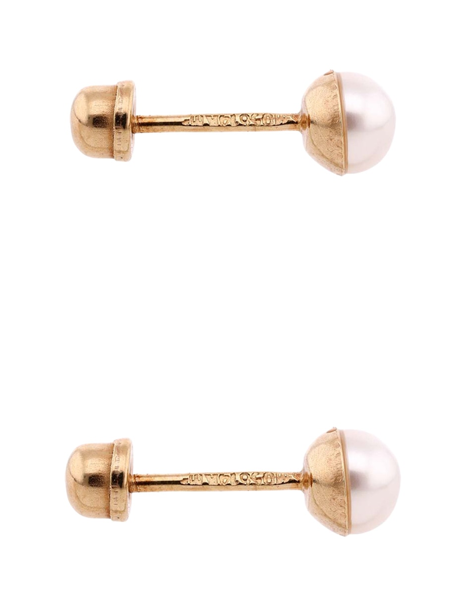 Broqueles de oro amarillo 14 K con acabado brillante perla 3