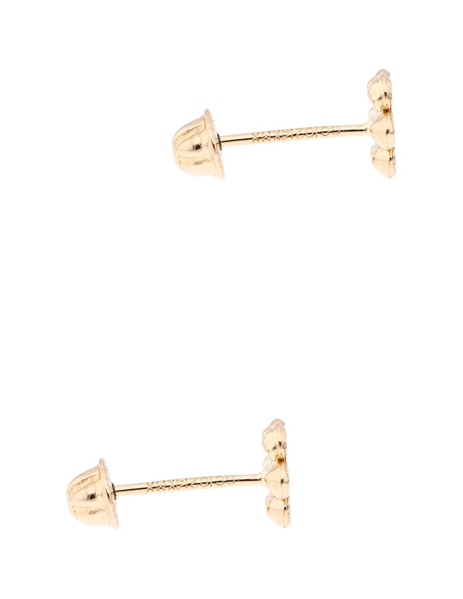 Broqueles de flor de oro amarillo 14 k con acabado pavé 3