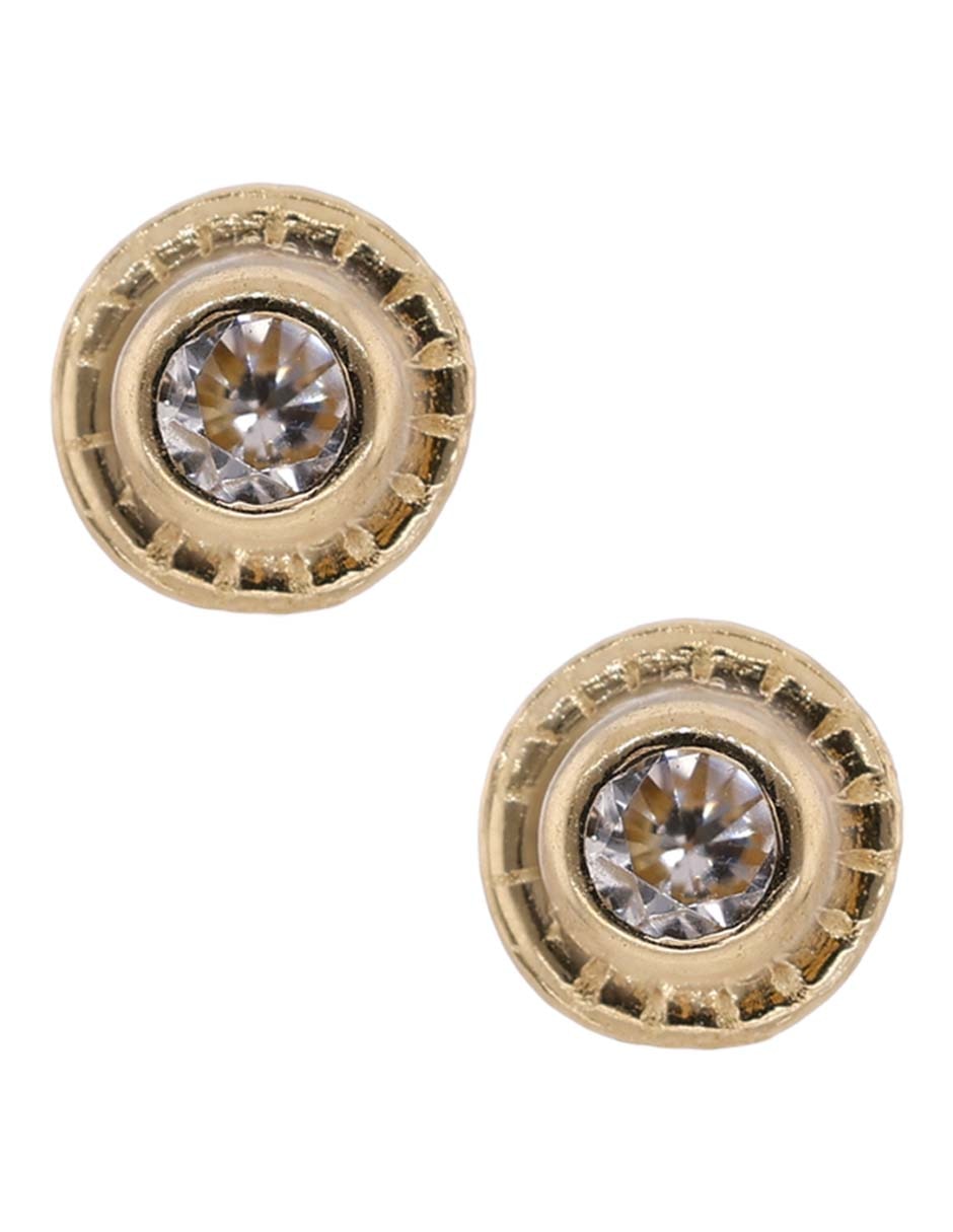 Broqueles redondos de oro amarillo 18 k con acabado pavé zirconia