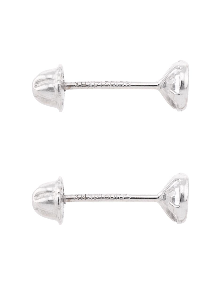 Broqueles de oro blanco 14 k con acabado brillante zirconia 3