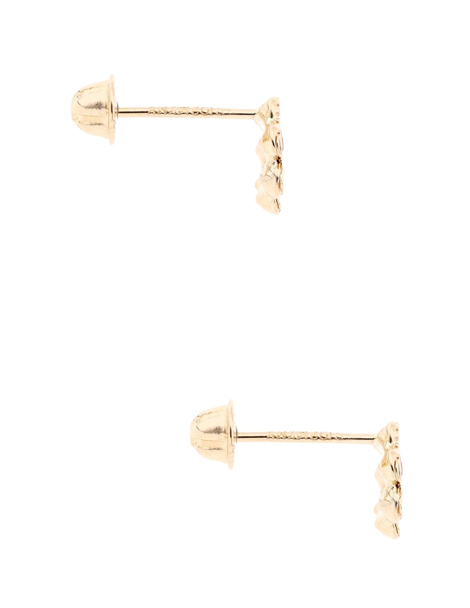 Broqueles de flor de oro amarillo 14 K con acabado pavé zirconia 3
