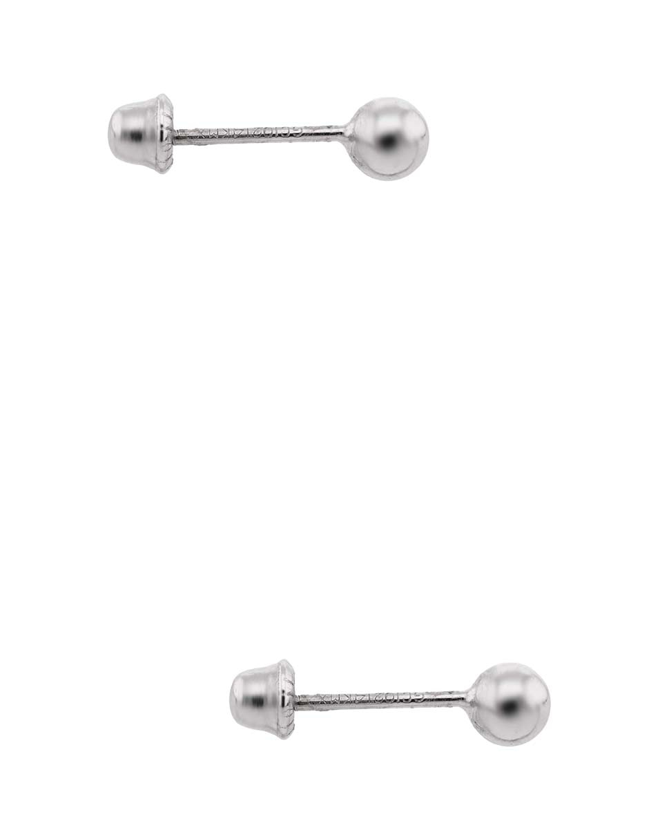 Broqueles de oro blanco 14 k con acabado pulido 2